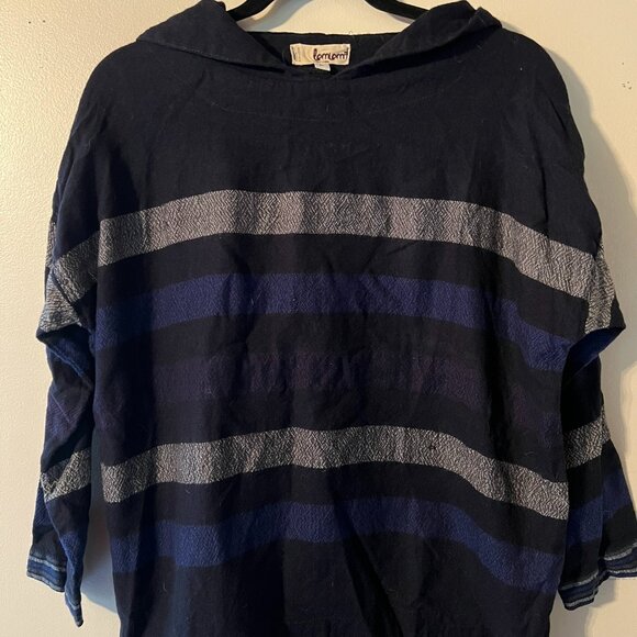 Lemlem 100% merino wool women's medium lilac hooded poncho shirt- Large - Picture 2 of 7